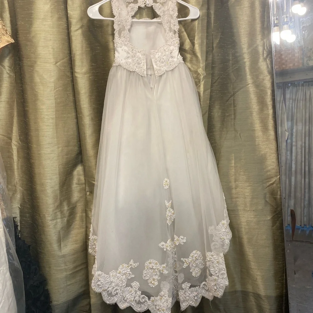 Elegant White Girls Bridal  Ceremony Dress Sz 2 - Picture 4 of 11